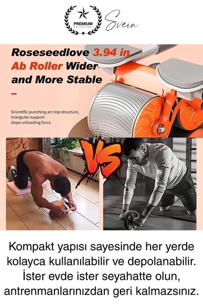 Sessiz Çalışan AB Roller Otomatik Karın Kası Egzersiz Tekeri Geri Tepme Fitness Aleti Ekipmanı - 4