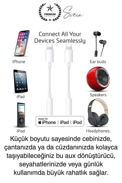 İphone 15-14-13-12-11-X-7-8 Lightning Uyumlu Kablolu Kulaklık Çevirici Tak Çalıştır Aux Dönüştürücü - 4