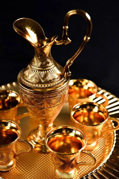 Hediyelik Sunumluk Lüks Altın Renkli Kaf Zemzem Takımı – 8 Parça - Resim 3