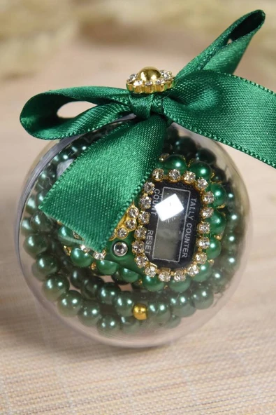 Hediyelik Mevlitlik Tesbih ve Zikirmatik Set 10 Adet Yeşil ürün görseli 1