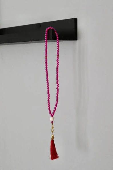 Vavlı Püsküllü İnci Tesbih Kırmızı Renk 20 Adet - Resim 3