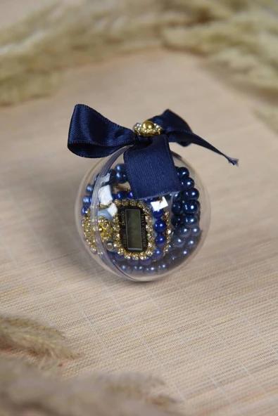 Hediyelik Mevlitlik Tesbih ve Zikirmatik Set 5 Adet Lacivert - Resim 3