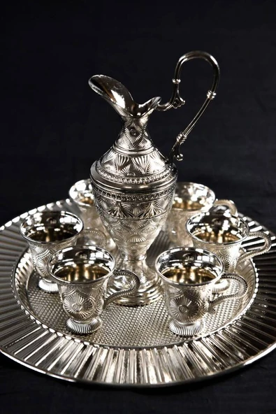 Hediyelik Sunumluk Lüks Gümüş Renkli Kaf Zemzem Takımı – 8 Parça - Resim 2