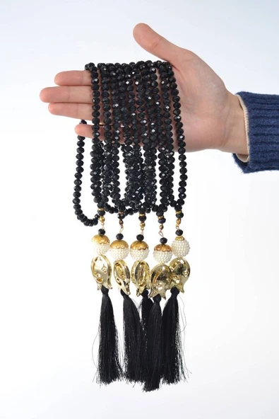 Laleli 99lu Kristal Tesbih Siyah - Resim 4