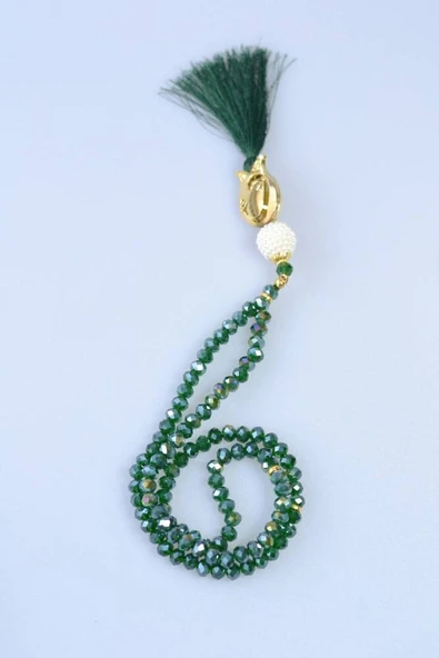 Laleli 99’lu Kristal Tesbih Yeşil - Resim 3