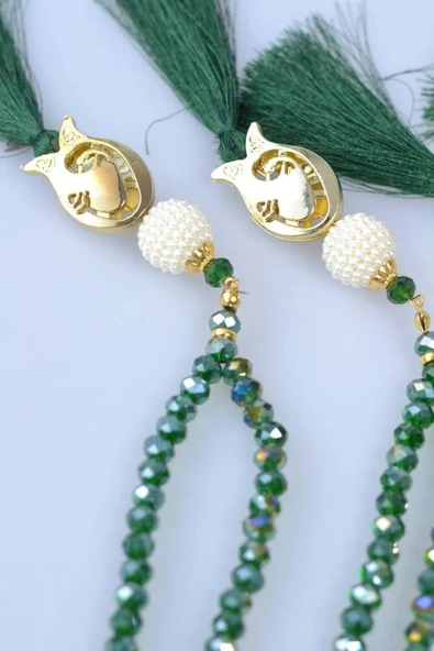 Laleli 99’lu Kristal Tesbih Yeşil ürün görseli