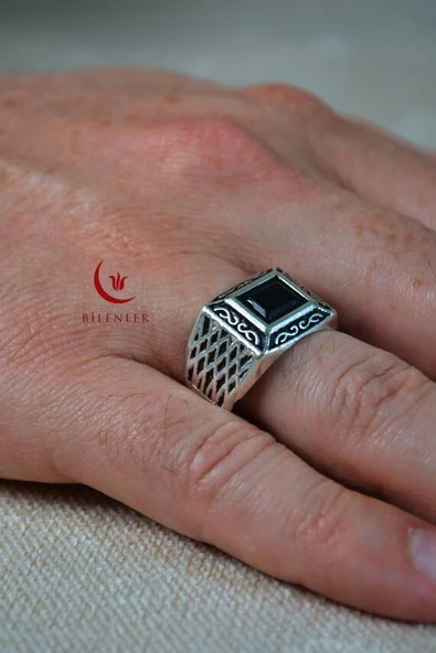 Erkek Motifli Taşlı Metal Yüzük Uzun Ömürlü, Şık Tasarım SiyahKahveKırmızı(40’lı kutu) - Resim 2