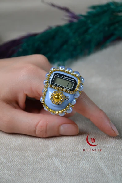 Boncuklu Taşlı Zikirmatik Açık Mavi ürün görseli