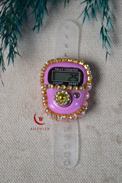 Boncuklu Taşlı Zikirmatik Pembe - Resim 2