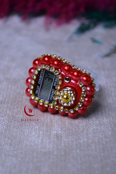 Boncuklu Taşlı Zikirmatik Kırmızı - Resim 3