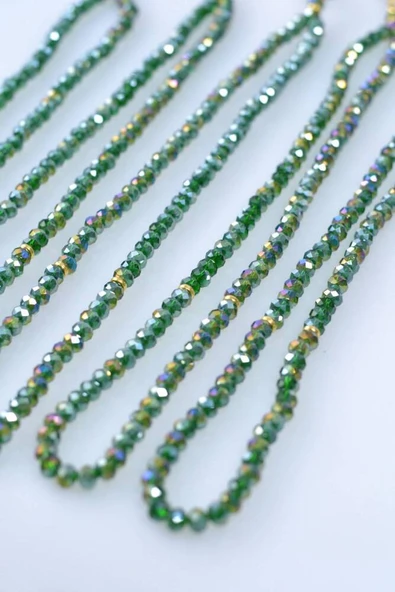 Laleli 99’lu Kristal Tesbih Yeşil - Resim 2