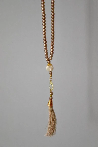 Vavlı Püsküllü İnci Tesbih Krem Renk 20 Adet - Resim 2