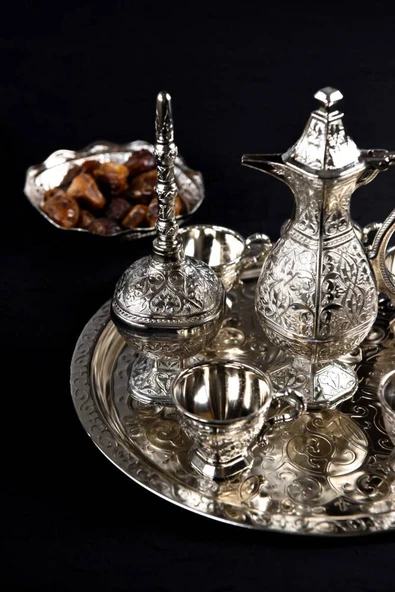 Hediyelik Sunumluk Osmanlı Motifli Gümüş Zemzem Takımı – 10 Parça Şık İkram Seti - Resim 3