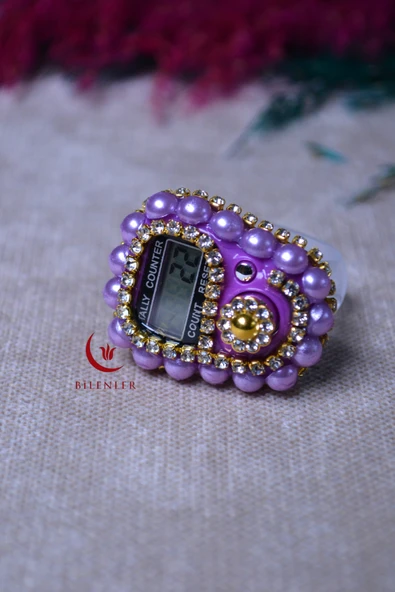 Boncuklu Taşlı Zikirmatik Mor - Resim 2