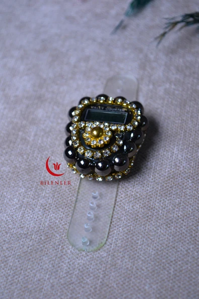 Boncuklu Taşlı Zikirmatik Siyah - Resim 2