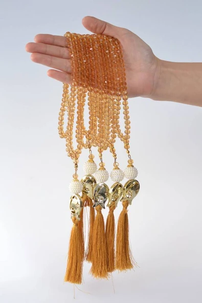 Laleli 99’lu Kristal Tesbih Turuncu - Resim 4