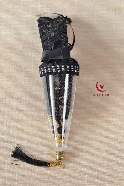 Mevlitlik Hediyelik Külah Kutuda İnci Tesbih ve Zikirmatik Seti Siyah ürün görseli