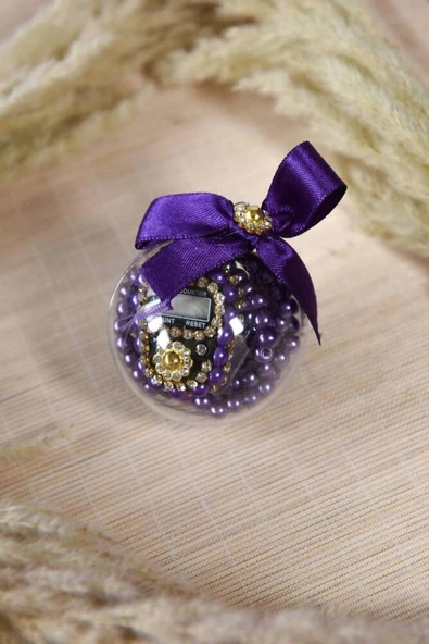 Hediyelik Mevlitlik Tesbih ve Zikirmatik Set 20 Adet Mor - Resim 2