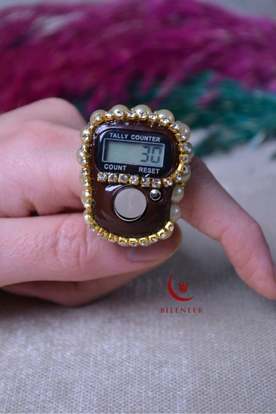 Boncuklu Taşlı Zikirmatik Kahverengi ürün görseli