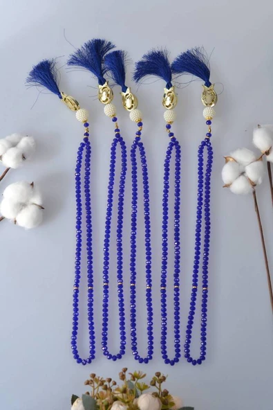 Laleli 99’lu Kristal Tesbih Lacivert - Resim 2