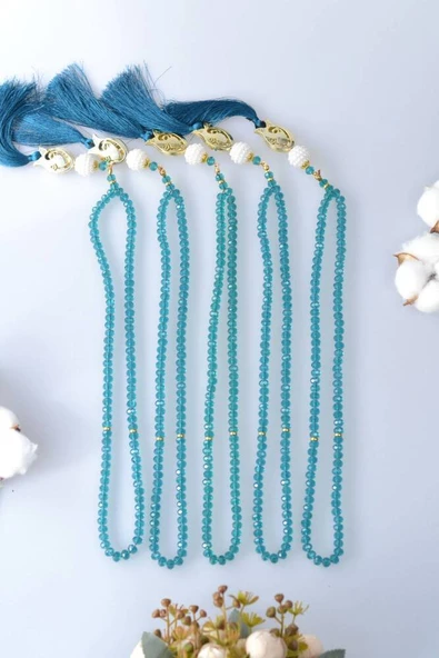 Laleli 99’lu Kristal Tesbih Mavi - Resim 4