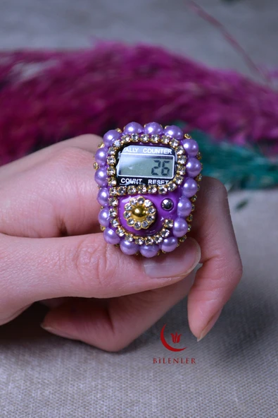 Boncuklu Taşlı Zikirmatik Mor ürün görseli 1