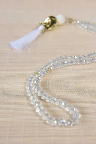 Laleli 99’lu Kristal Tesbih Beyaz - Resim 3