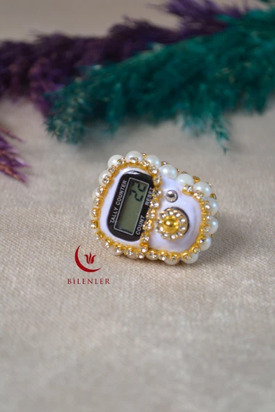 Boncuklu Taşlı Zikirmatik Beyaz - Resim 4