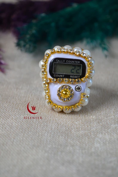 Boncuklu Taşlı Zikirmatik Beyaz - Resim 3