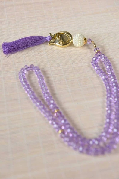 Laleli 99lu Kristal Tesbih Lila ürün görseli 1