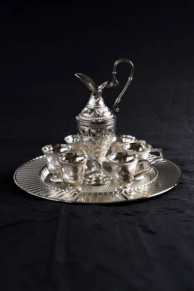 Hediyelik Sunumluk Lüks Gümüş Renkli Kaf Zemzem Takımı – 8 Parça ürün görseli