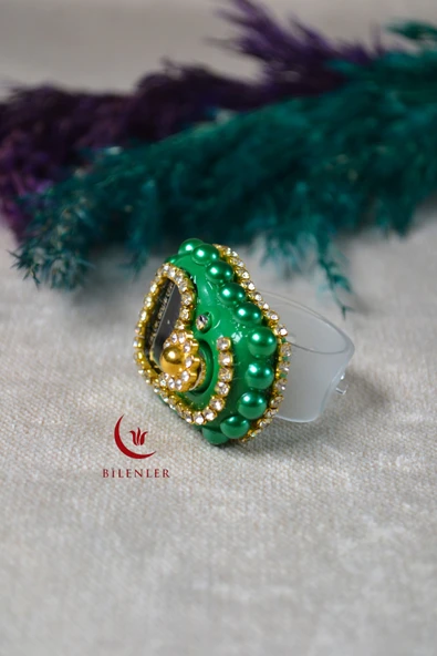 Boncuklu Taşlı Zikirmatik Yeşil - Resim 3