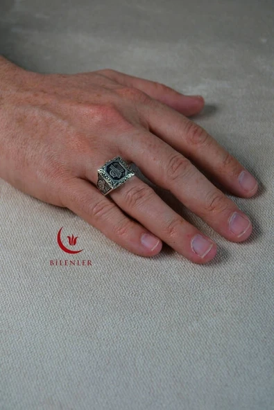 Erkek Tuğra Motifli Metal Yüzük Uzun Ömürlü, Şık Tasarım (40’lı kutu) - Resim 2