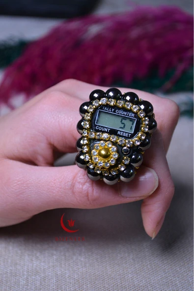 Boncuklu Taşlı Zikirmatik Siyah ürün görseli