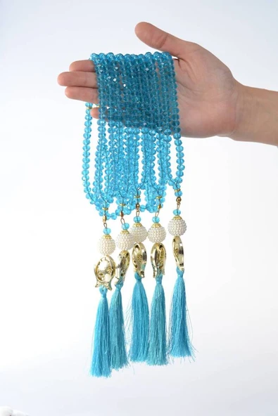 Laleli 99’lu Kristal Tesbih Açık Mavi ürün görseli