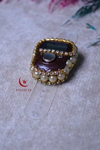 Boncuklu Taşlı Zikirmatik Kahverengi - Resim 3