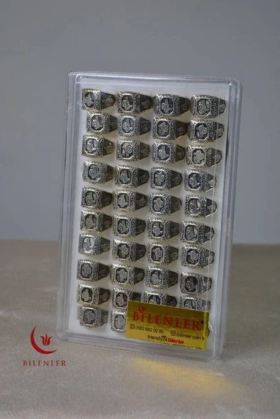 Erkek Tuğra Motifli Metal Yüzük Uzun Ömürlü, Şık Tasarım (40’lı kutu) - Resim 5