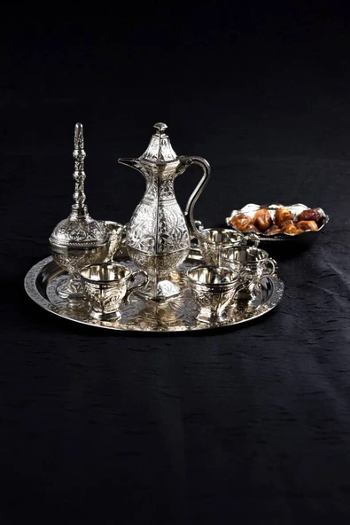 Hediyelik Sunumluk Osmanlı Motifli Gümüş Zemzem Takımı – 10 Parça Şık İkram Seti - Resim 2