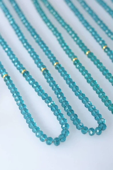 Laleli 99’lu Kristal Tesbih Mavi ürün görseli 1