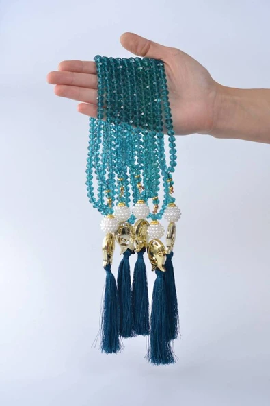 Laleli 99’lu Kristal Tesbih Mavi - Resim 3