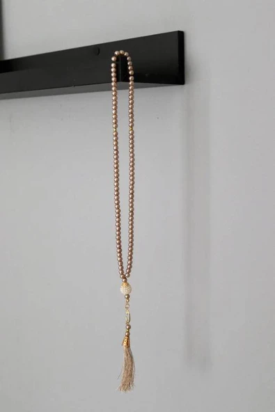 Vavlı Püsküllü İnci Tesbih Krem Renk 20 Adet - Resim 3