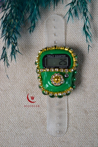 Boncuklu Taşlı Zikirmatik Yeşil - Resim 2