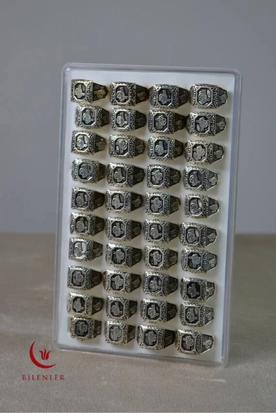 Erkek Tuğra Motifli Metal Yüzük Uzun Ömürlü, Şık Tasarım (40’lı kutu) - Resim 4