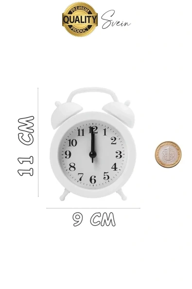 Sessiz Çalışan Yüksek Sesli Alarmlı Retro Tasarım Analog Masaüstü Çanlı Mini Çalar Saat Başucu 11 cm - 2
