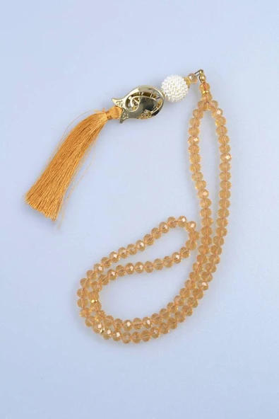 Laleli 99’lu Kristal Tesbih Turuncu - Resim 2