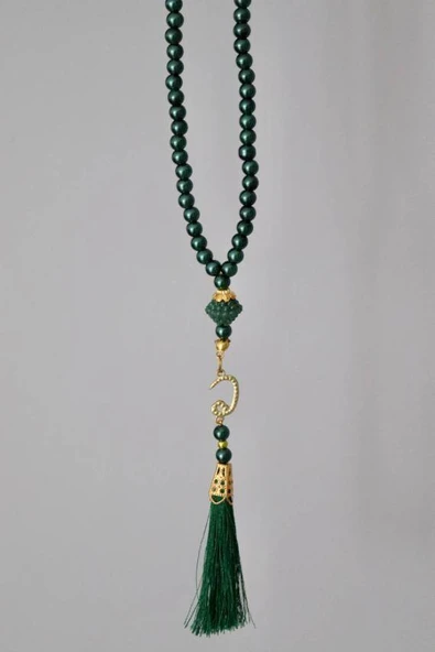 Vavlı Püsküllü İnci Tesbih Yeşil Renk 20 Adet - Resim 2