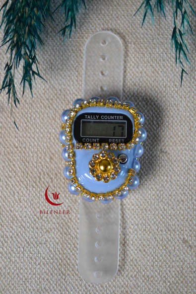 Boncuklu Taşlı Zikirmatik Açık Mavi - Resim 2