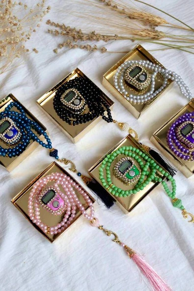 Taşlı Zikirmatik ve İnci Tesbih Seti 100 Adet - Resim 2