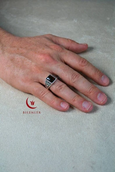 Erkek Motifli Taşlı Metal Yüzük Uzun Ömürlü, Şık Tasarım YeşilSiyah (40’lı kutu) - Resim 4