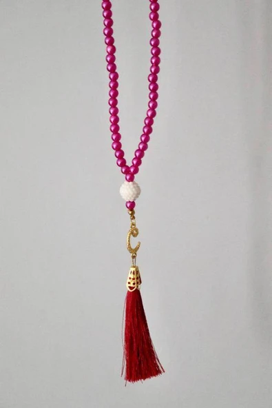 Vavlı Püsküllü İnci Tesbih Kırmızı Renk 20 Adet - Resim 2